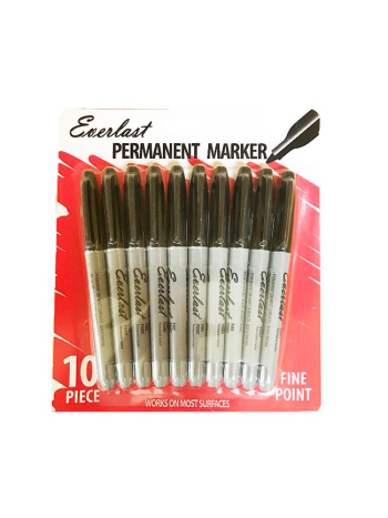 Everlast Fine Point Black Permanent Markers 10pcs-Sold Per Pack Only