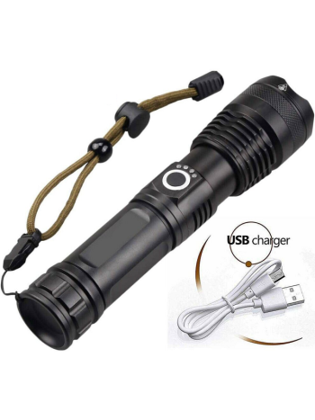 High Power 900000 Lumens XHP50 Zoom  Tactical Flashlight LED Rechargeable