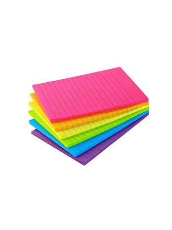 Notepad, Sticky Lined Neon Asstd Color W/Line 3X5 Port