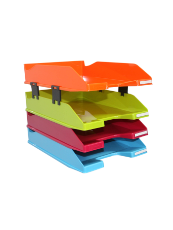 4 Tier Letter Tray Plastic Asst Color