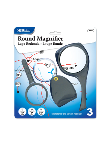 Bazic Magnifier Sets / Pack Of 3 (2X Magnification) 4.4Cm, 5Cm & 6.4Cm Round
