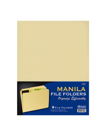 Manilla Folder Std Buff 9/Pk Bazic