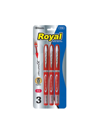 Bazic Royal Rollerball Pen Red 0.7mm 3/pk-Sold Per Pack Only
