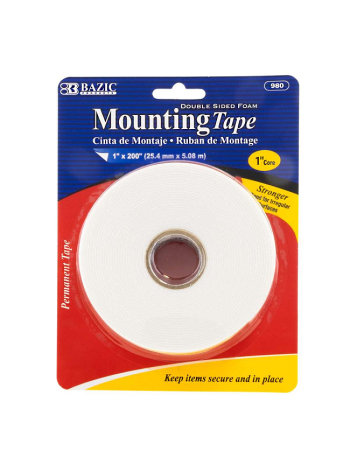 Bazic Double Sided Foam Mounting Tape / 25.4mm x 5.08 Metres