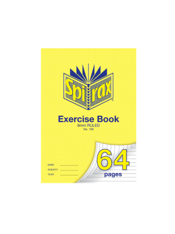 Spirax 106 A4 Exercise Book 64 Pages 8mm