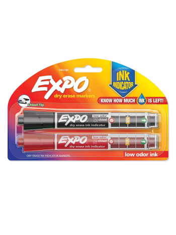 Expo Ink Indicator Dry Erase Markers / Pack of 2 (Chisel Tip) Black & Red